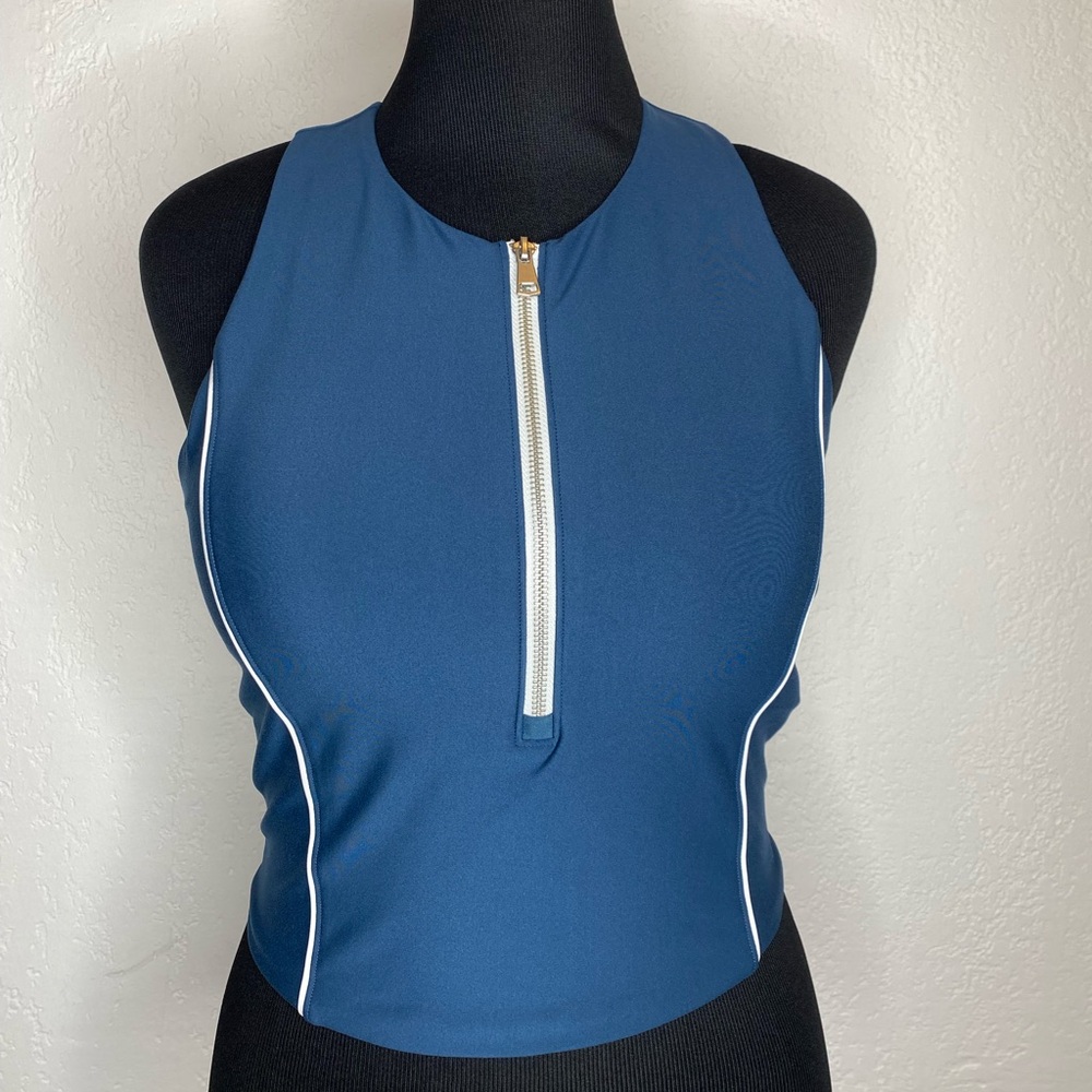 🆕 YPB Your Personal Best A&F Women’s Size XL Sleeveless Shirt Teal 1/4 Zipper